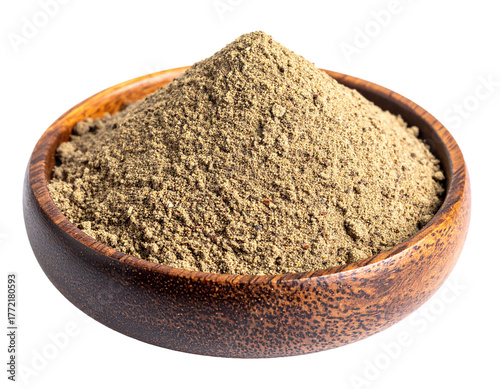 Ground Sichuan Pepper Powder in Wooden Bowl