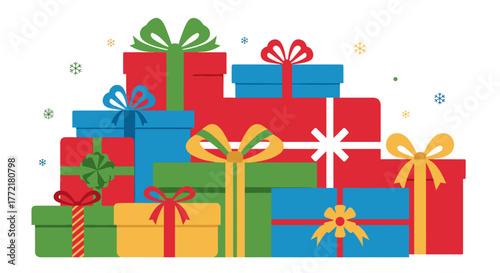 Festive holiday presents vector illustration for christmas gift giving and birthday celebration event design