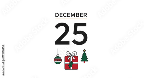 December twenty fifth holiday christmas date vector illustration festive celebration seasonal graphic design