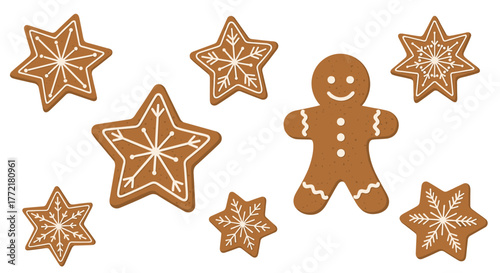 Gingerbread christmas cookies star and gingerbread man holiday sweets festive dessert baked goods seasonal treat
