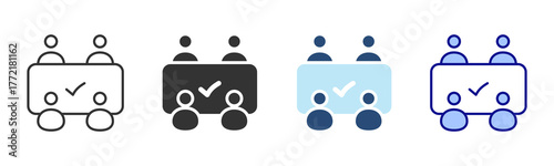 Meeting Icon Set. Designed In Multi Style