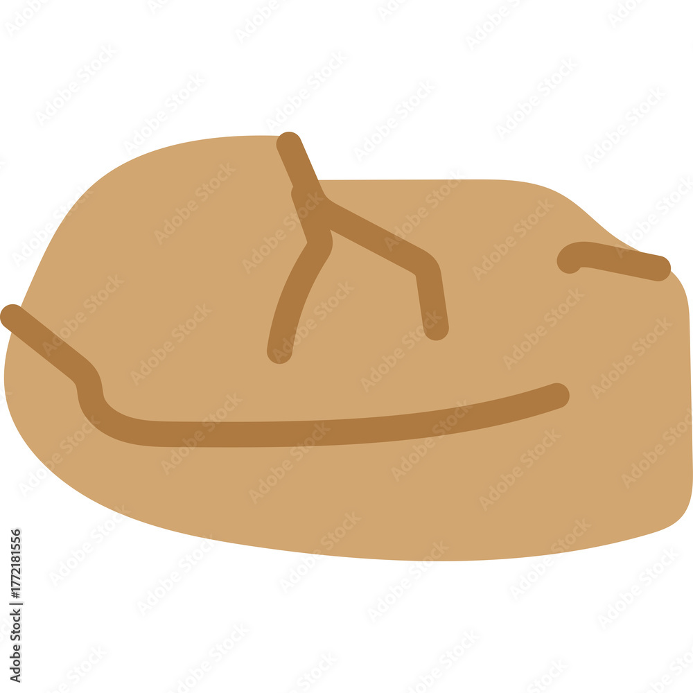 Obraz premium Simple cartoon illustration of a brown dinosaur egg with light brown cracks on a transparent background