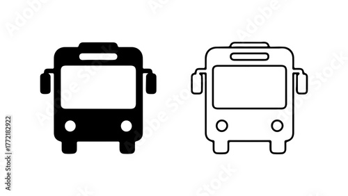 Bus icon set with transparent background