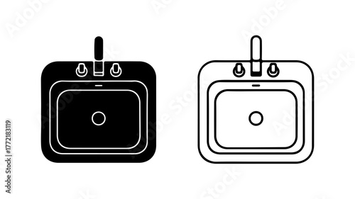 Bathroom sink with faucet and drain with transparent background