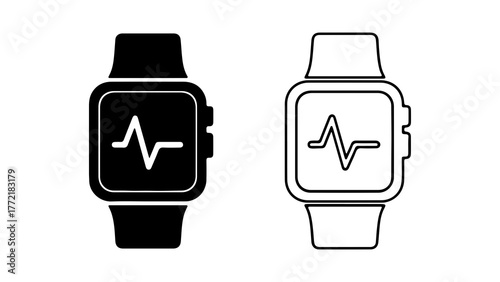 Smartwatch with heart rate monitor with transparent background