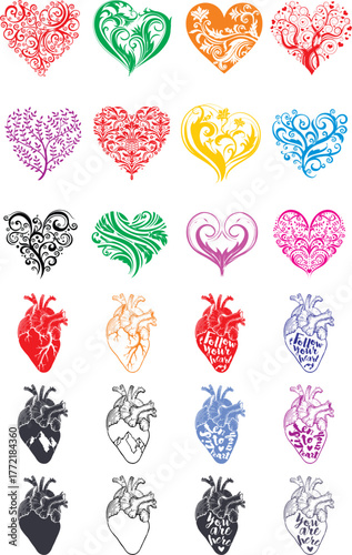 Romantic Heart Fusion Modern Vector Clip Art Design
