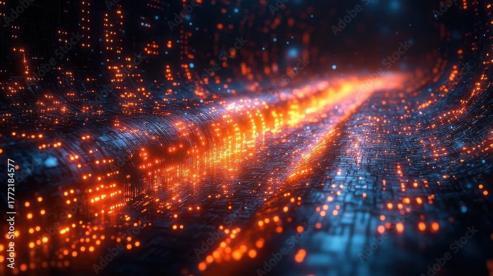 Fototapeta premium Abstract Data Stream - A Vibrant Visualization of Digital Information Flow.