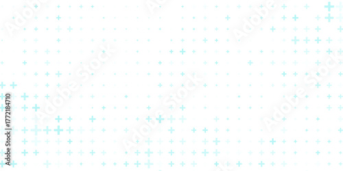 Healthcare medical background. Light blue cross pattern. Math plus symbol wallpaper. Tech backdrop for presentation, banner, booklet, brochure, leaflet. Vector hospital pattern template