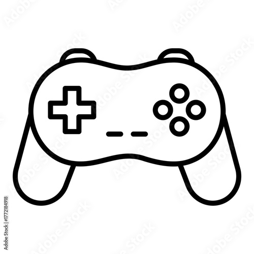 Game controller icon, representing video gaming and digital entertainment. Symbolizes leisure, technology, play, and interactive experience across consoles and devices.