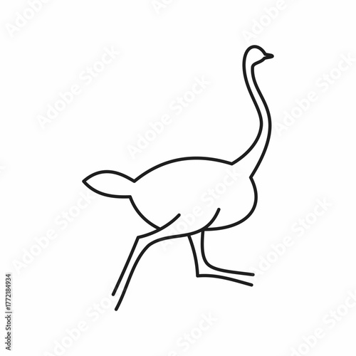 Line art illustration of ostrich