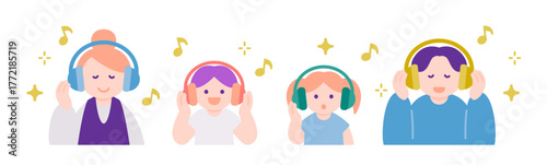 家族それぞれの時間　ヘッドフォンで音楽や学びを楽しむ