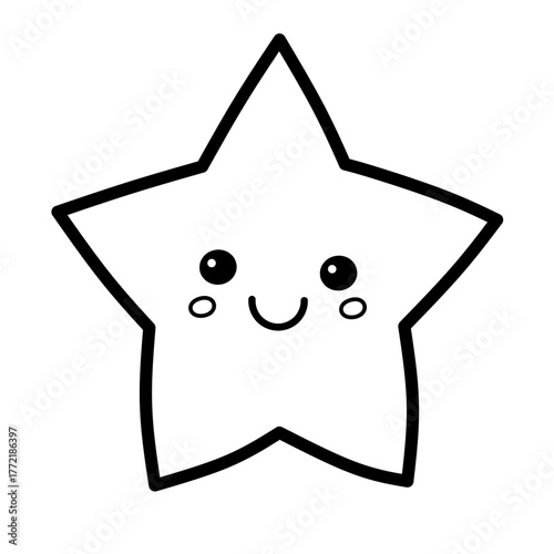 cartoon star sketch. cute cartoon star icon. kids star outline