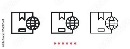 Global delivery icon. Thin line icon vector