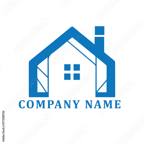 Real estate company logo design featuring a house building icon vector symbol for business and property sale illustration