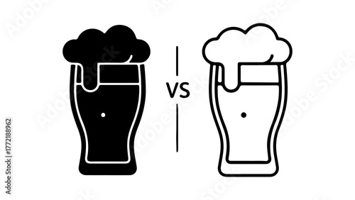 Beer glasses comparison with transparent background