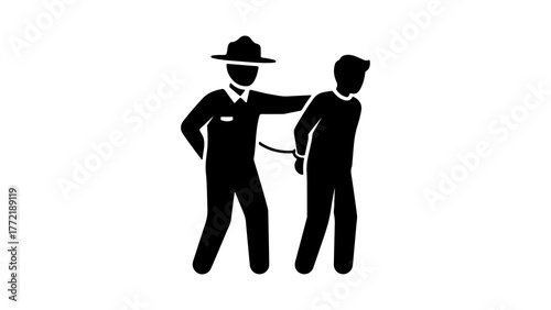 Police officer arresting suspect with transparent background