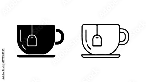 Tea cup with tea bag with transparent background