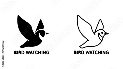 Bird watching icons with transparent background