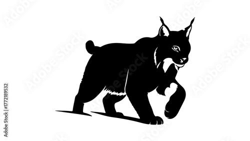 Lynx stalking with transparent background