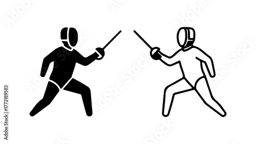 Fencing duel with transparent background