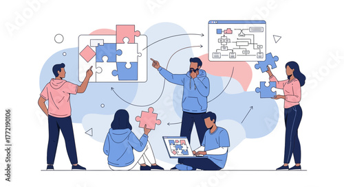 Teamwork And Collaboration: Illustrating The Solution To A Complex Business Challenge