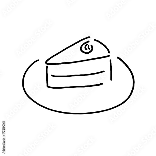 シンプルなケーキの線画イラスト