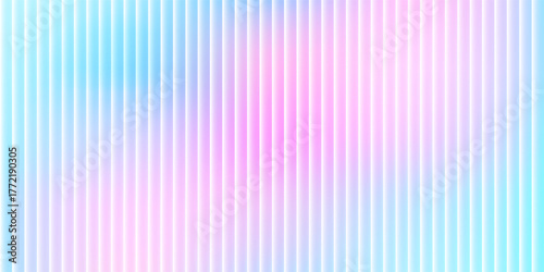 Aesthetic ribbed fractal glass texture. Modern pink, blue and purple gradient pattern. Frosted acrylic surface of door, window, roofs. Wavy striped blurry wallpaper. Vector bg.