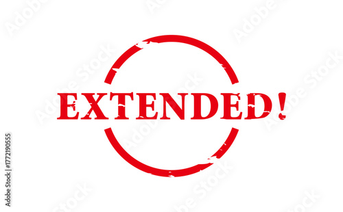 EXTENDED! - EXTENDED! text written on Red Rubber Stamp 
