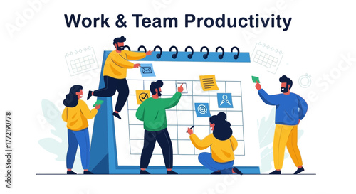 Teamwork And Productivity Focused Around Calendar And Time Management Strategy Visual