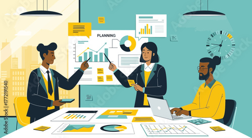 Teamwork in Office: Collaborative Data Analysis and Business Planning Session, with Results