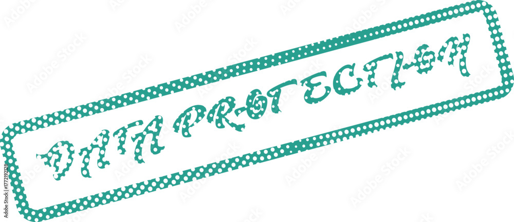 Fototapeta premium Official Data Protection Rubber Stamp Highlighting Privacy Compliance and Information Security Measures