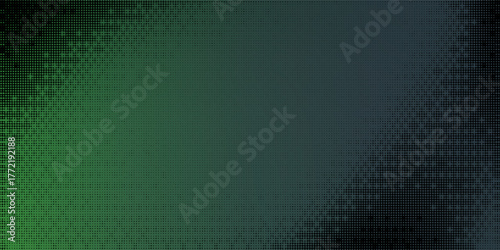 Dither Pattern Bitmap Texture Halftone Gradient Vector Wide Abstract Background. Glitch Screen With Flicker Pixels Effect Panoramic Backdrop. 8 Bit Pixel Art Retro Video Game Bright Green Decoration