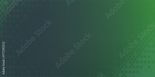 Dither Pattern Bitmap Texture Halftone Gradient Vector Wide Abstract Background. Glitch Screen With Flicker Pixels Effect Panoramic Backdrop. 8 Bit Pixel Art Retro Video Game Bright Green Decoration