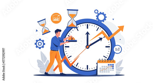Conceptual Illustration Depicting Time Management, Planning and Goal Setting Strategies