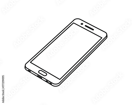 Modern Smartphone Outline Icon Digital Device for Mobile Communication and Technology Display Blank Screen