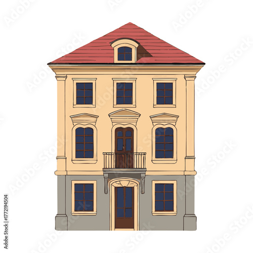 watercolor building facade  european  watercolor