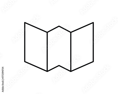 Trifold Brochure Outline Icon Marketing Pamphlet Flyer Layout Template Design Element