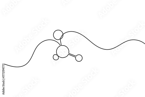 Molecule continuous one line drawing and minimalist style isolate outline vector illustration
