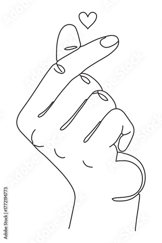 line drawing of saranghaeyo hand sign