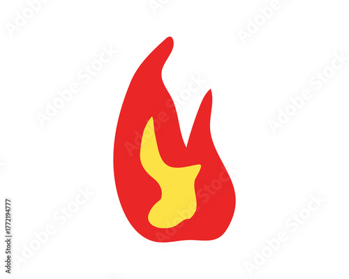 Simple cartoon red yellow flame icon