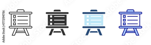 Presentation Board Icon Set. Designed In Multi Style