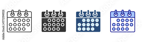 Calendar Icon Set. Designed In Multi Style