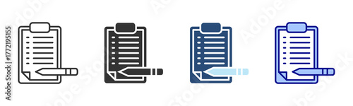 Clipboard Icon Set. Designed In Multi Style