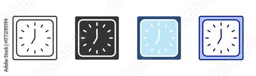 Wall Clock Icon Set. Designed In Multi Style