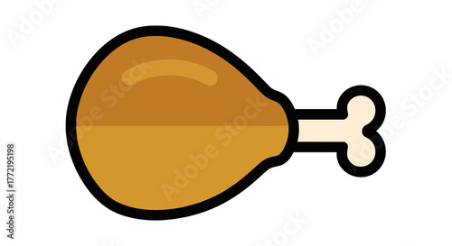 Crispy Chicken Leg Icon A Deliciously Simple Visual Representation of Cooked Poultry for Food-Related Content and Culinary Designs