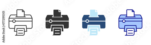 Printer Icon Set. Designed In Multi Style