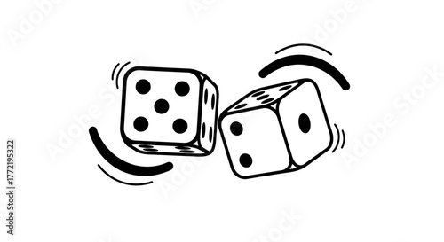 Rolling the Dice A Graphic Illustration Depicting Chance, Probability, and Decision-Making with Two Dice Showing Numbers