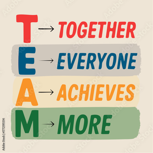 team vertical mantra: together everyone achieves more in colorband alignment