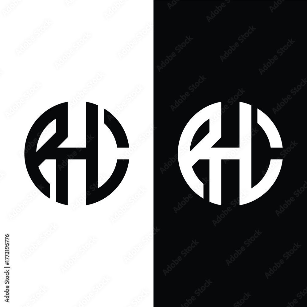 Fototapeta premium Letter RHL Monogram Circle Logo Stock Vector.