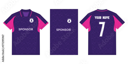 Purple and Pink Soccer Jersey Mockup with Sponsor and Player Details